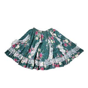 80s 90s vintage Pitchfork brand western skirt lace squaredancing circle floral.